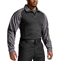 CQR Men's Tactical Combat Shirt, 1/4 Zip Long Sleeve Breathable Military BDU Training Top for Shooting, Hunting, Range Use