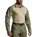 CQR Men's Tactical Combat Shirt, 1/4 Zip Long Sleeve Breathable Military BDU Training Top for Shooting, Hunting, Range Use