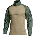 CQR Men's Tactical Combat Shirt, 1/4 Zip Long Sleeve Breathable Military BDU Training Top for Shooting, Hunting, Range Use