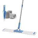 CQT 24" Commercial Flat Mop Set Wet&amp;Dry 4 Pads Stainless Handle (Blue)