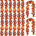 CQURE 8 Pack Fall Leaf Garland, Hanging Fall Vines Autumn Garland Artificial Maple Fall Leaves Thanksgiving Decor for Home Wedding Fireplace Party
