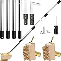 Crack Weeder Tool Long 63", Moss Remove Brush with 2 Brush and 2 Scraper