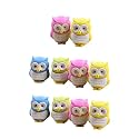 Crackles Cute Colourful Owl Erasers (Yellow, Pack of 10)