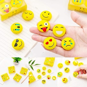 crackles cute emoji smiley erasers for birthday return gifts yellow