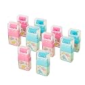 Crackles Cute kawaii Cartoon Roller Eraser in a Glitter Cap pencil Rubber Eraser set Stationery for Boys and girls and Birthday Return Gifts - Pack of 10, Design and Color