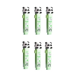 crackles cute kawaiiretractable cartoon panda eraser in a cutter shape and and extra eraser in each pack pencil rubber set stationery for boys and girls and birthday return gifts - pack of 6