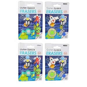 crackles cutest global astronaut outer space solar pattern erasers - set of 4 for birthday gifts for kids total 16 erasers for birthday return gifts