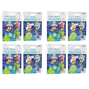 crackles cutest global astronaut outer space solar pattern erasers - set of 4 for birthday gifts for kids total 16 erasers for birthday return gifts pack of 2 multi-color