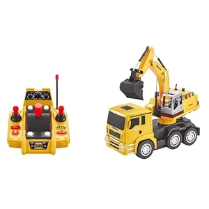 crackles remote control big excavator truck for kids  realistic rc construction vehicle with functioning digger arm lights sound effects amp usb rechargeable battery  for boys amp girls ages 8