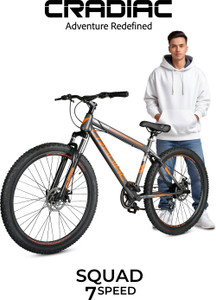 cradiac squad 7 speed 29 t inch mountain cycle 7 gear grey orange only front suspension