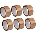 CRAE Brown Packaging Cello Tape For Office, Home and E-Commerce Packing | 100M | Pack of 6