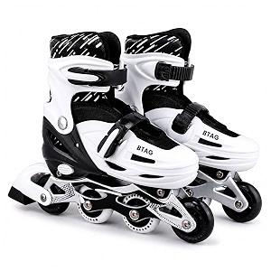 crae kids inline skates with 4 wheels  adjustable roller skate shoes for boys amp girls  comfortable amp durable skating shoes  1 pair  size j112 uk  sp015_black