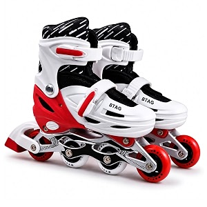 crae kids inline skates with 4 wheels  adjustable roller skate shoes for boys amp girls  comfortable amp durable skating shoes  1 pair  size j112 uk  sp015_red