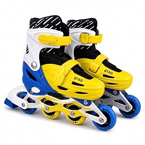 crae kids inline skates with 4 wheels  adjustable roller skate shoes for boys amp girls  comfortable amp durable skating shoes  1 pair  size 6-8 uk  sp015_blue