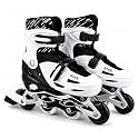 CRAE Kids Inline Skates with 4 Wheels | Adjustable Roller Skate Shoes for Boys &amp; Girls | Comfortable &amp; Durable Skating Shoes | 1 Pair | Size J11–2 UK | SP015_Black.
