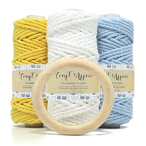 craft affair  3ply twisted marame each color 50 meter 3mm  for craft diy art - lemon white sky