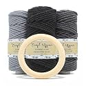 Craft Affair | 3ply Twisted Cotton Cord (Each Color 10 Meter, 3mm) | Get Free 7 cm Wooden Ring - Red, Orange, Rust- Pack of 3 | Cotton Cord for Wall Hangers and Other DIY Projects