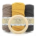 Craft Affair | 3Ply Twisted Marame (Each Color 10 Meter, 3mm) | for Craft, DIY, Art - Steel, Black, Char