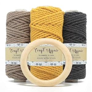 craft affair  3ply twisted marame each color 20 meter 3mm  for craft diy art - steel black char