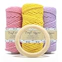 Craft Affair | 3Ply Twisted Marame (Each Color 50 Meter, 3mm) | for Craft, DIY, Art - Baby, Lemon, Lave