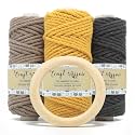 Craft Affair | 3Ply Twisted Marame (Each Color 20 Meter, 3mm) | for Craft, DIY, Art - Steel, Black, Char
