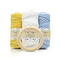 Craft Affair | 3Ply Twisted Marame (Each Color 10 Meter, 3mm) | for Craft, DIY, Art - Lemon, White, Sky