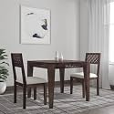 CRAFT D ARTS Wooden 2 Seater Dining Table Set | Dining Table 2 Seater | Two Seater Dinning Table with 2 Cushioned Chairs | Dining Room Furniture for Kitchen &amp; Restaurants | Sheesham Wood, Walnut