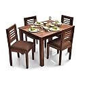 CRAFT D ARTS Sheesham Wood 4 Seater Dining Table Set for Home Hall || Solid Wood Dining Table with 4 Chairs for Hotels || Dining Room Sets - Brown Teak Finish