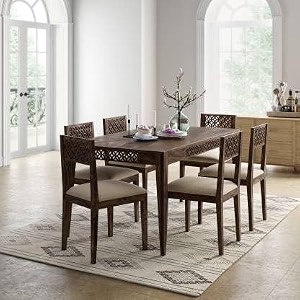 craft d arts sheesham wood 6 seater dining table with chairs for dining roomdining table 6 seater in walnut color