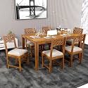 CRAFT D ARTS Wooden 6 Seater Dining Table Set | Dining Table 6 Seater | Six Seater Dinning Table with 6 Cushioned Chairs for Home | Dining Room Furniture for Kitchen &amp; Restaurants, Sheesham Wood, Teak