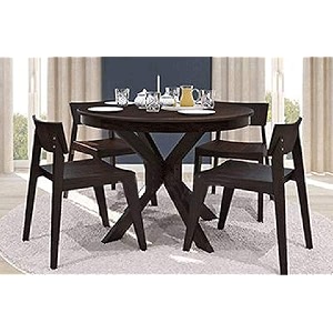 craft d arts wooden 4 seater dining table set  round dining table 4 seater  four seater dinning table with 4 chairs for home  dining room furniture for kitchen amp restaurants  sheesham wood walnut