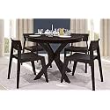 CRAFT D ARTS Wooden 4 Seater Dining Table Set | Round Dining Table 4 Seater | Four Seater Dinning Table with 4 Chairs for Home | Dining Room Furniture for Kitchen & Restaurants | Sheesham Wood, Walnut