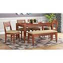 CRAFT D ARTS Solid Sheesham Wood 6 Seater Dining Table Set with 4 Chair &amp; 1 Bench with Base Cushion Wooden Dining Room Sets for Home Kitchen Modern Dining Room Furniture | Teak Finish