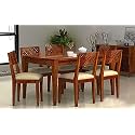 CRAFT D ARTS Solid Sheesham Wood 6 Seater Dining Table Set with 6 Cushion Chairs for Living Dining Room Hall Home Office Restaurent Hotel Wooden Dinning Furniture (Honey Finish)