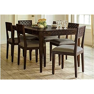 craft d arts wooden dining table 6 seater  six seater dinning table with 6 chairs for restaurant  dining room sets  sheesham wood dark walnut