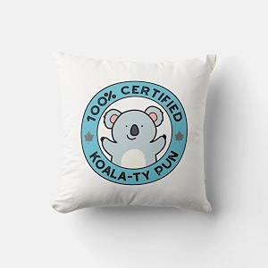 craft maniacs cute koala cartoon pun 16  16 pillow with filler inside best gift for kids amp adults who loves koala bears 100 certified koala-tea pun