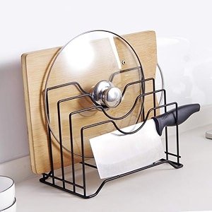 craft mshopr 34black iron pan pot rack organizermedium size kitchen storage rack with 5 slotstiered shelf adjustable wall-mounted cookware holderspace-saving design1034 lx 6234 wx 8534 h