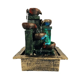 craft n decor resin tabletop water fountain 4 tier fountainsmini waterfall with led lights for indoor outdoor garden home dcor living room bedroom hall showpiece decoration gift items 15 inch