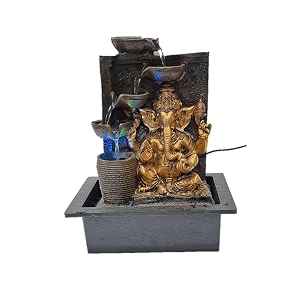 craft n decor resin tabletop water fountainganesha fountainsmini waterfall with led lights for indoor outdoor garden home dcor living room bedroom hall showpiece decoration gift items 15 inch