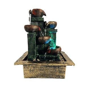 craft n decor resin tabletop water fountain 4 tier fountainsmini waterfall with led lights for indoor outdoor garden home dcor living room bedroom hall showpiece decoration gift items 15 inch
