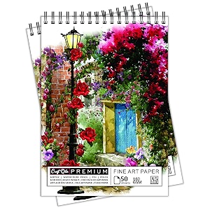 craft qila art sring 50 sheets 100 pages a5 sketchbook  top spiral-bound sketchpad for artists  professional grade drawing and sketchbook - pack of 2