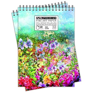 craft qila colorful flowers 50 sheets 100 pages a3 sketchbook  top spiral-bound sketchpad for artists  professional grade drawing and sketchbook - pack of 2