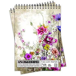 craft qila colorful paints 50 sheets 100 pages a4 sketchbook  top spiral-bound sketchpad for artists  professional grade drawing and sketchbook - pack of 2