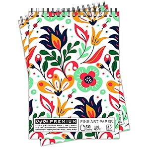 craft qila coloured leaf 50 sheets 100 pages a5 sketchbook  top spiral-bound sketchpad for artists  professional grade drawing and sketchbook - pack of 2