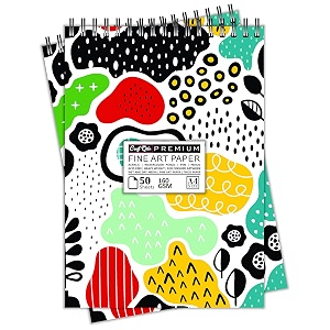 craft qila colourfull 50 sheets 100 pages a4 sketchbook  top spiral-bound sketchpad for artists  professional grade drawing and sketchbook - pack of 2