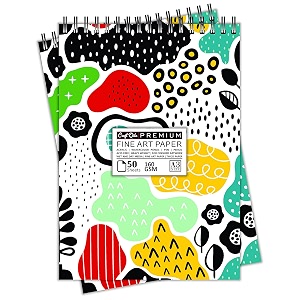 craft qila colourfull 50 sheets 100 pages a3 sketchbook  top spiral-bound sketchpad for artists  professional grade drawing and sketchbook - pack of 2