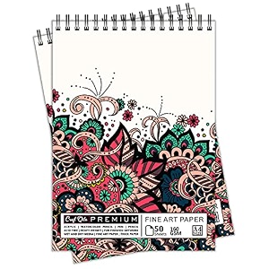 craft qila design 50 sheets 100 pages a4 sketchbook  top spiral-bound sketchpad for artists  professional grade drawing and sketchbook - pack of 2