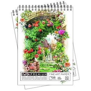craft qila flowers watercolor brigde 50 sheets 100 pages a5 sketchbook  top spiral-bound sketchpad for artists  professional grade drawing and sketchbook - pack of 2