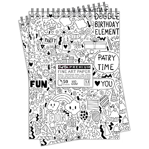 craft qila its party time 50 sheets 100 pages a4 sketchbook  top spiral-bound sketchpad for artists  professional grade drawing and sketchbook - pack of 2