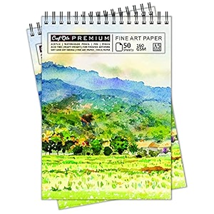 craft qila landscape painting 50 sheets 100 pages a5 sketchbook  top spiral-bound sketchpad for artists  professional grade drawing and sketchbook - pack of 2
